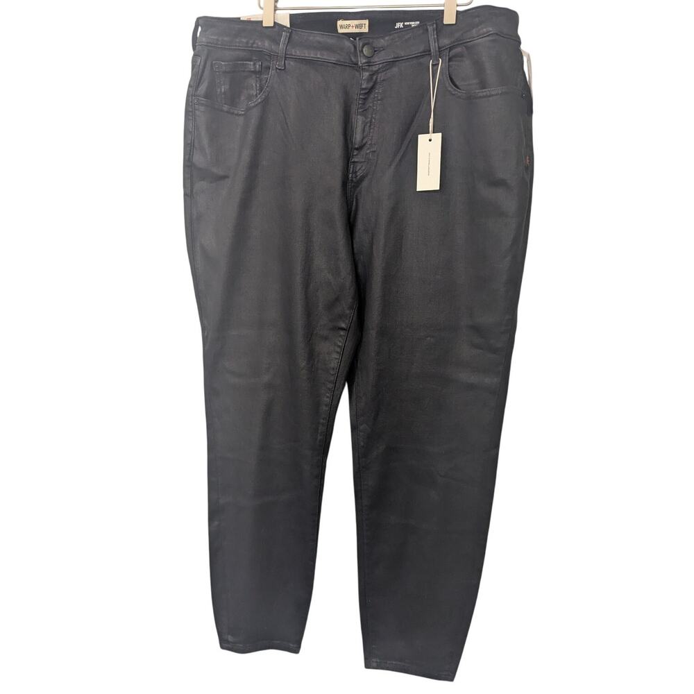 WARP + WEFT NWT Women's Plus Sized 14 Navy High JFK NYC Skinny Coated Denim $98